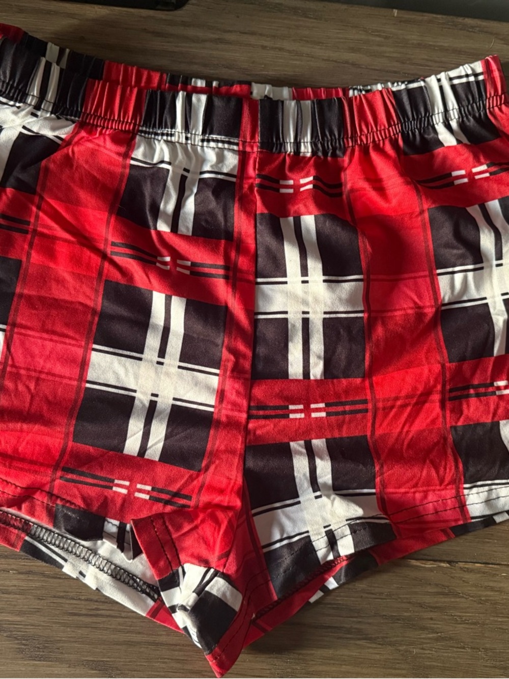 Red and Black Plaid Swim/Shorts
